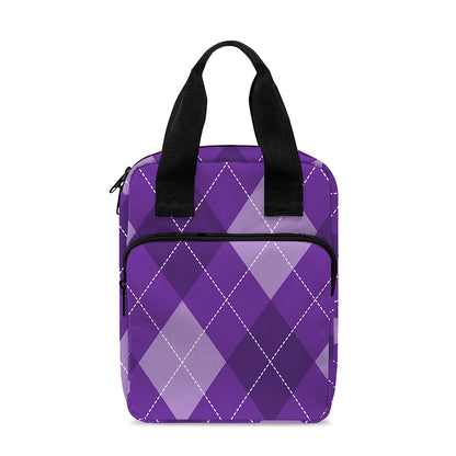 Purple Argyle Pattern Print Bible Tote Bag
