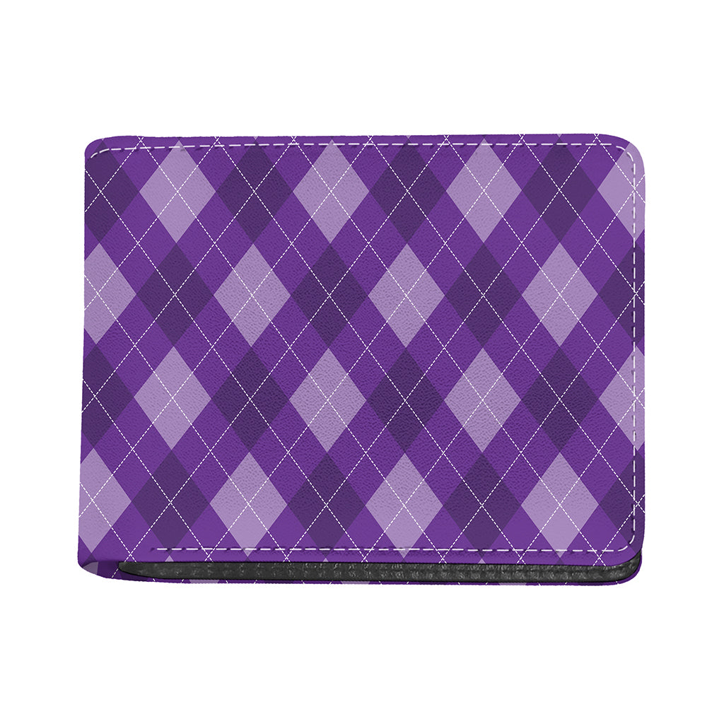 Purple Argyle Pattern Print Bifold Wallet
