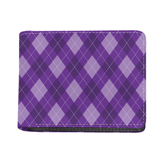 Purple Argyle Pattern Print Bifold Wallet