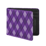 Purple Argyle Pattern Print Bifold Wallet