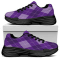 Purple Argyle Pattern Print Black Chunky Shoes