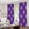Purple Argyle Pattern Print Dimout Grommet Curtains