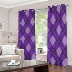 Purple Argyle Pattern Print Blackout Grommet Curtains