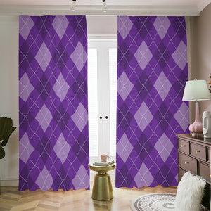 Purple Argyle Pattern Print Blackout Pencil Pleat Curtains