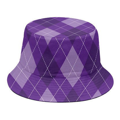 Purple Argyle Pattern Print Bucket Hat