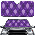 Purple Argyle Pattern Print Car Windshield Sun Shade
