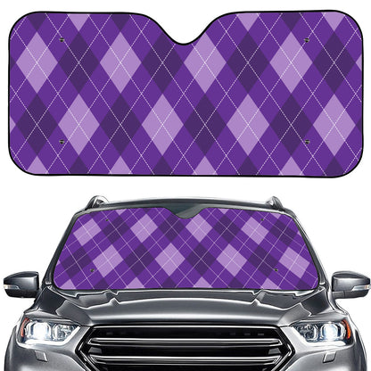 Purple Argyle Pattern Print Car Windshield Sun Shade