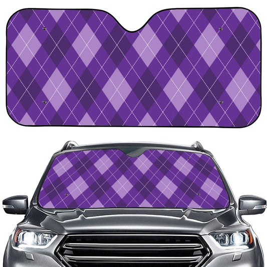 Purple Argyle Pattern Print Car Windshield Sun Shade