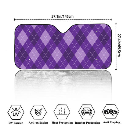 Purple Argyle Pattern Print Car Windshield Sun Shade