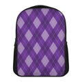 Purple Argyle Pattern Print Casual Backpack