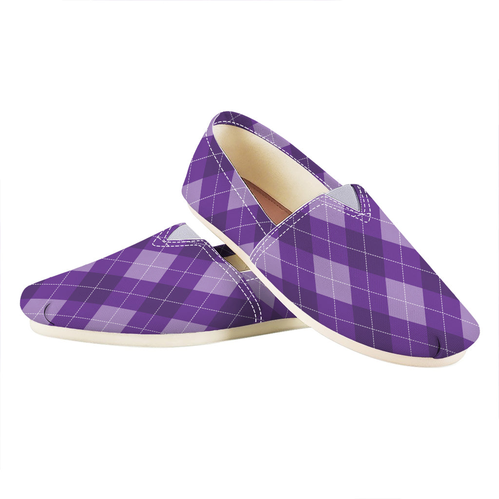 Purple Argyle Pattern Print Casual Shoes
