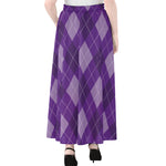 Purple Argyle Pattern Print Chiffon Maxi Skirt
