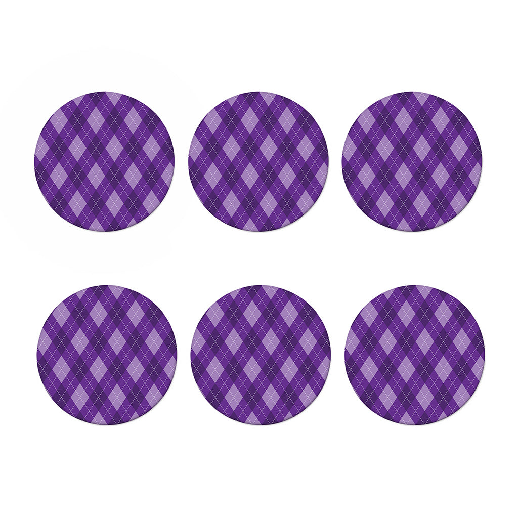 Purple Argyle Pattern Print Coaster Set