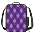Purple Argyle Pattern Print Crossbody Lunch Bag
