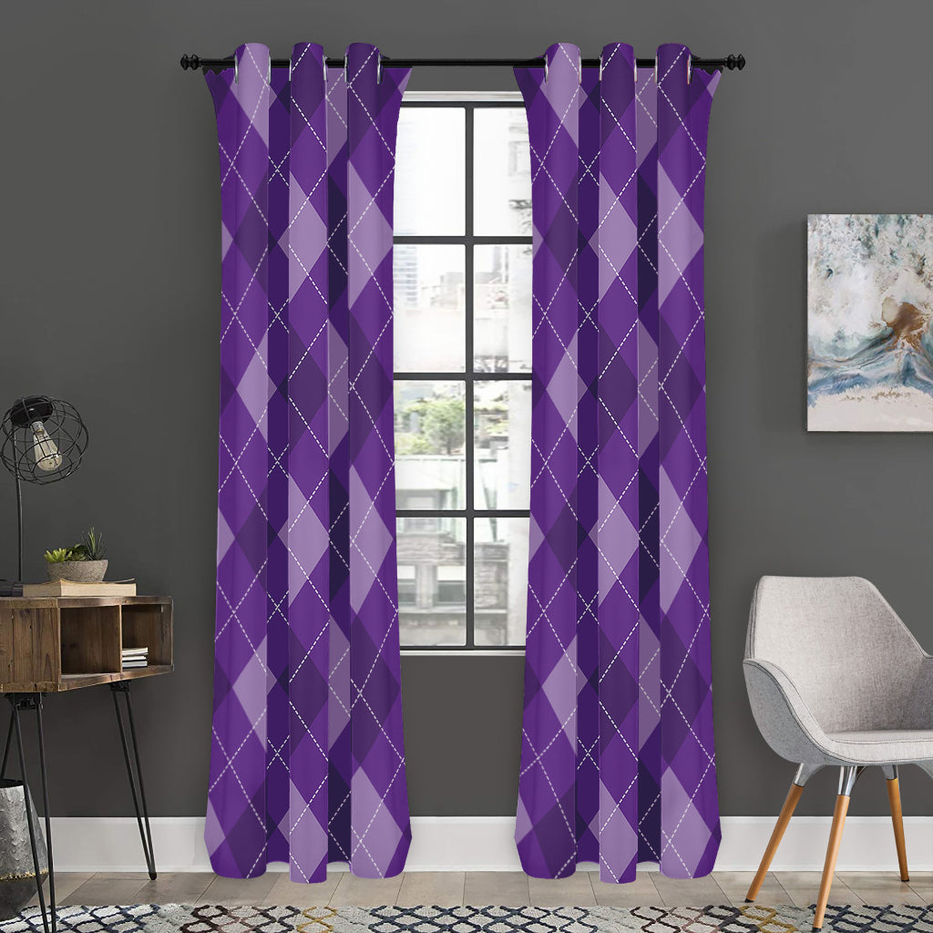 Purple Argyle Pattern Print Curtain