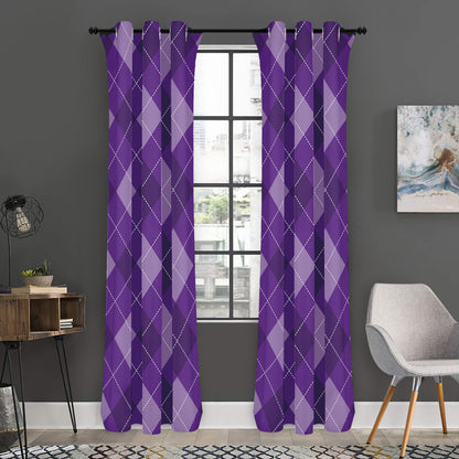 Purple Argyle Pattern Print Curtain