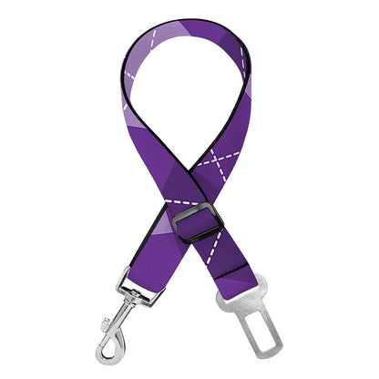 Purple Argyle Pattern Print Dog Seat Belt