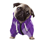Purple Argyle Pattern Print Dog Zip Up Hoodie