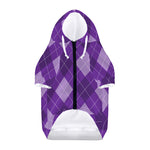 Purple Argyle Pattern Print Dog Zip Up Hoodie