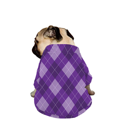 Purple Argyle Pattern Print Dog Zip Up Jacket