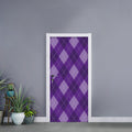 Purple Argyle Pattern Print Door Sticker