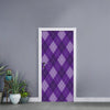 Purple Argyle Pattern Print Door Sticker