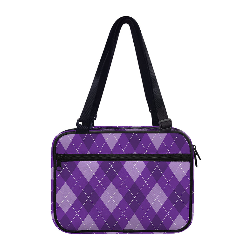 Purple Argyle Pattern Print Double Strap Bible Bag