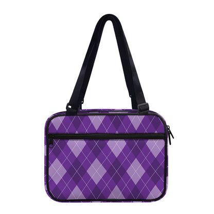 Purple Argyle Pattern Print Double Strap Bible Bag