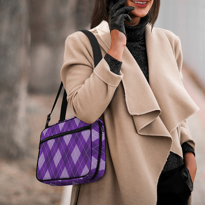 Purple Argyle Pattern Print Double Strap Bible Bag