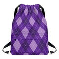 Purple Argyle Pattern Print Drawstring Backpack