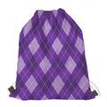 Purple Argyle Pattern Print Drawstring Bag