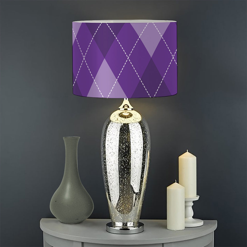 Purple Argyle Pattern Print Drum Lamp Shade