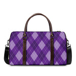 Purple Argyle Pattern Print Duffle Bag