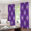 Purple Argyle Pattern Print Extra Wide Grommet Curtains