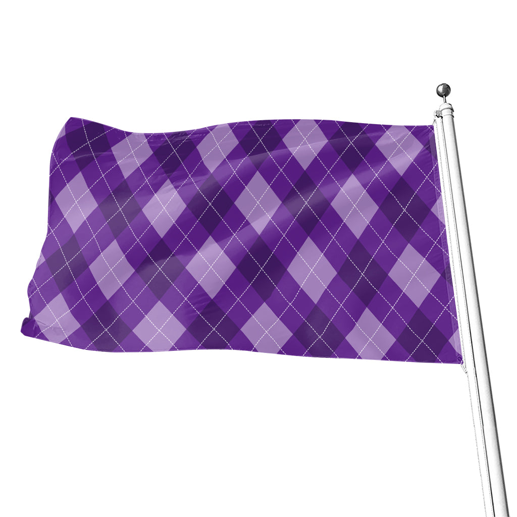 Purple Argyle Pattern Print Flag