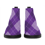 Purple Argyle Pattern Print Flat Ankle Boots