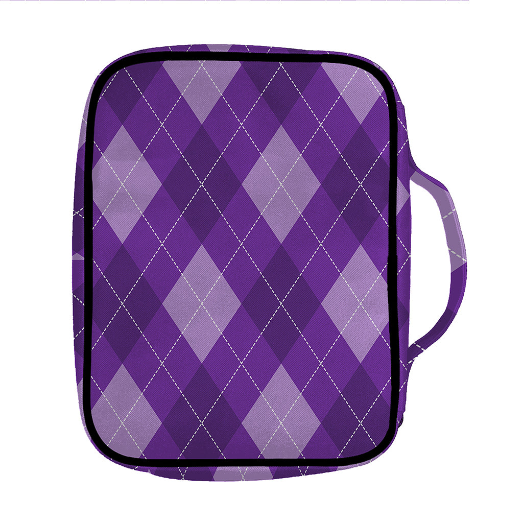 Purple Argyle Pattern Print Front Pocket Bible Bag