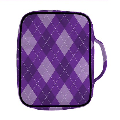 Purple Argyle Pattern Print Front Pocket Bible Bag