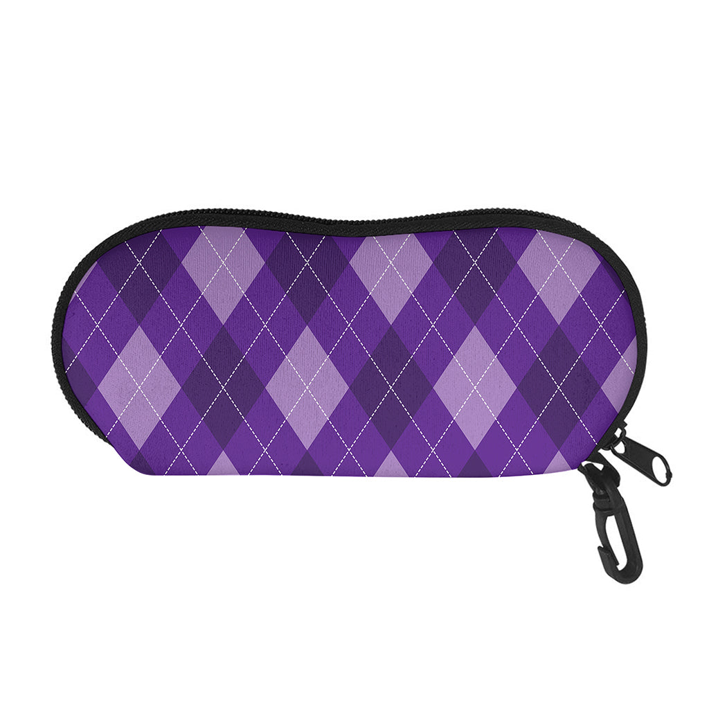 Purple Argyle Pattern Print Glasses Case