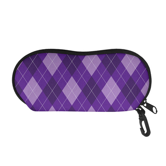 Purple Argyle Pattern Print Glasses Case