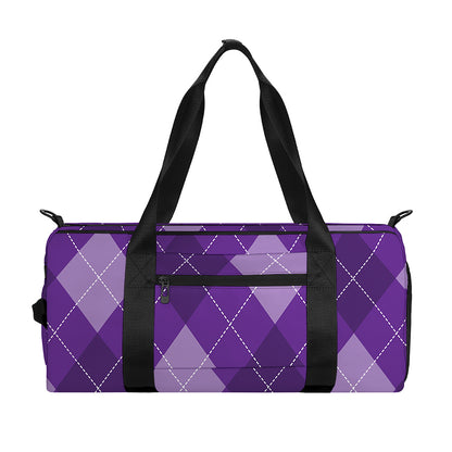 Purple Argyle Pattern Print Gym Bag