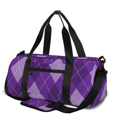 Purple Argyle Pattern Print Gym Bag