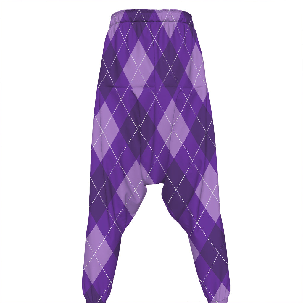 Purple Argyle Pattern Print Hammer Pants