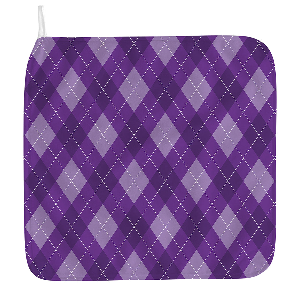 Purple Argyle Pattern Print Hand Towel