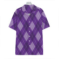 Purple Argyle Pattern Print Hawaiian Shirt