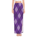 Purple Argyle Pattern Print High Slit Maxi Skirt