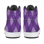 Purple Argyle Pattern Print High Top Leather Sneakers