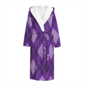 Purple Argyle Pattern Print Hooded Bathrobe