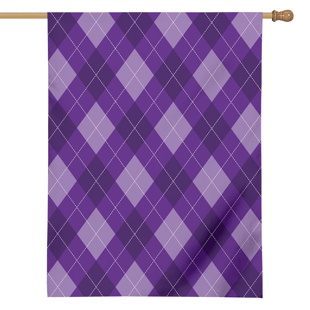 Purple Argyle Pattern Print House Flag