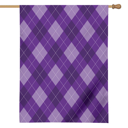Purple Argyle Pattern Print House Flag